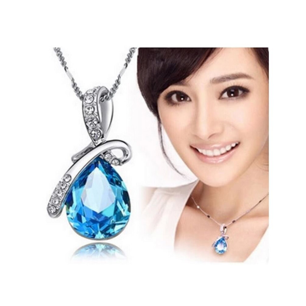 Charles William Sky Blue Teardrop Pendant Necklace Designer Jewellery