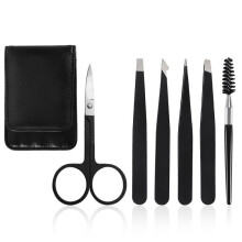 Eyebrow Tweezers Women 6Pcs Full Size Professional Eyebrow Tweezers Kit |Eyelash Tweezers(black)