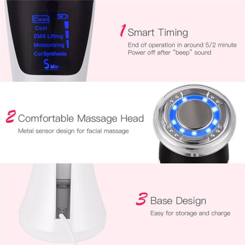 Ems Sonic Ion Facial Massager Removal Machine Moisturizing Face Lifting Device|Ion Device(White) 2