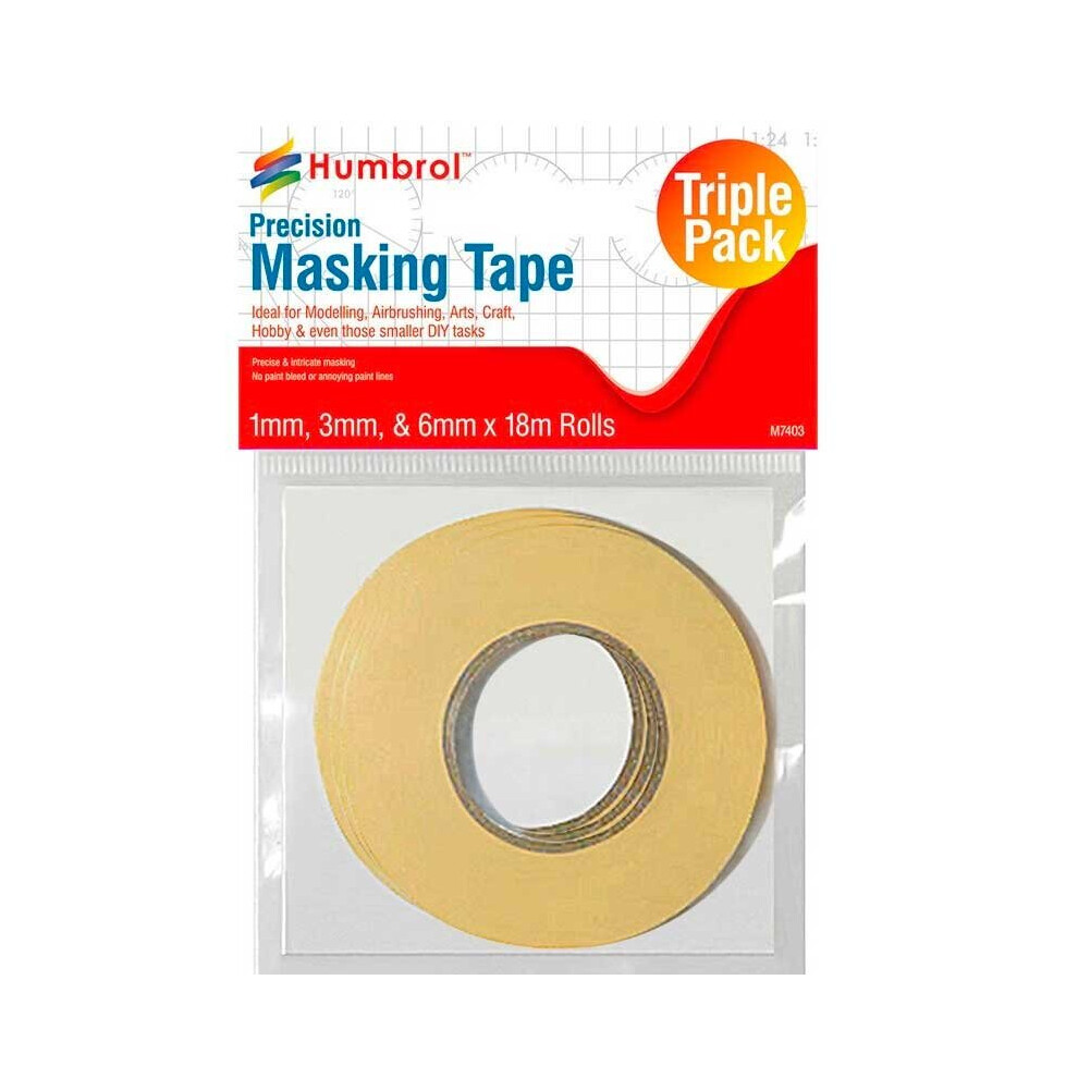 Masking Tape Set - 1mm, 3mm & 6mm x 18m Rolls Humbrol AG5110