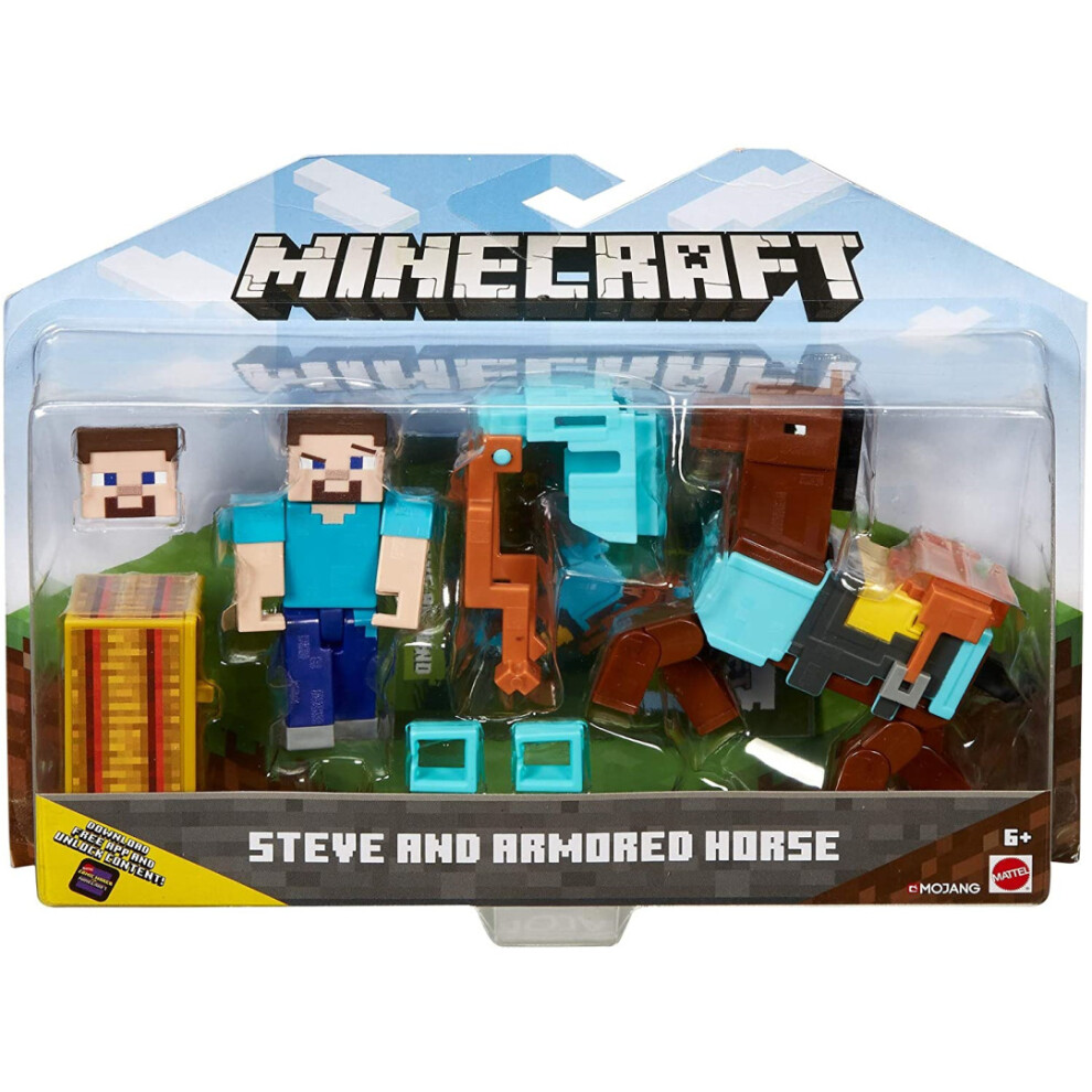 Minecraft GLC78 Steve and Armored Horse Figures