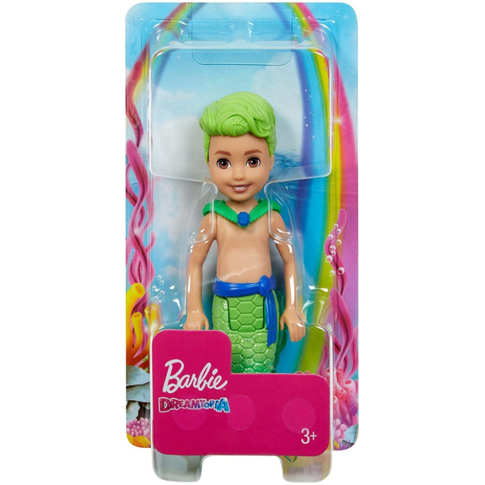 Barbie Gjj91 Dreamtopia Chelsea Merboy Doll, 6.5-Inch With Green Hair And Tail (