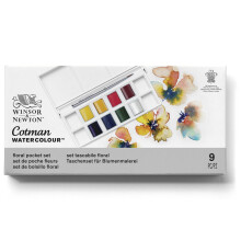 Winsor & Newton Cotman Watercolour Floral Set 8 Half Pans with Brush