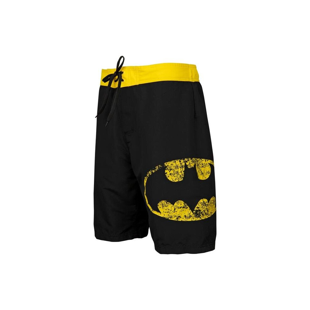 Batman 803487-medium 32-34 Batman Symbol Board Shorts, Heather Black - Medium 32-34