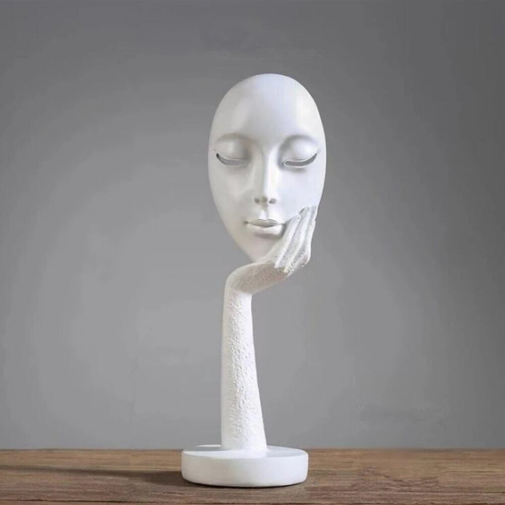 (White--37cm) Tall Modern Art Abstract Thinker Face Sculpture Statue Figurine Head Ornament