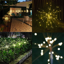 Led Solar Powered Firework Starburst Fairy Garden Light Warm White