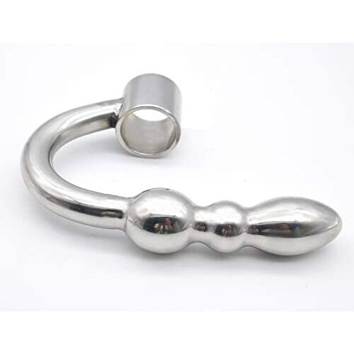 Cock and Ball Ring with Anal Beads, Solid Steel 1