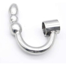 Cock and Ball Ring with Anal Beads, Solid Steel