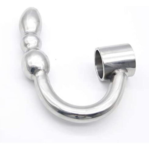 Cock and Ball Ring with Anal Beads, Solid Steel