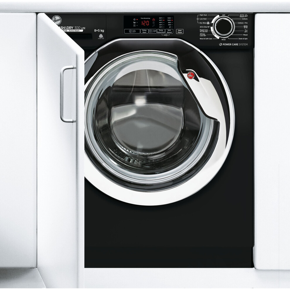 Hoover H-WASH&DRY 300 LITE HBDS485D1ACBE Integrated 8Kg / 5Kg Washer Dryer with 1400 rpm - Black
