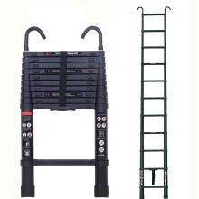 (3.2M Telescopic Ladder with Hooks(Black)) Multi-Purpose Aluminium Portable Telescopic Ladder