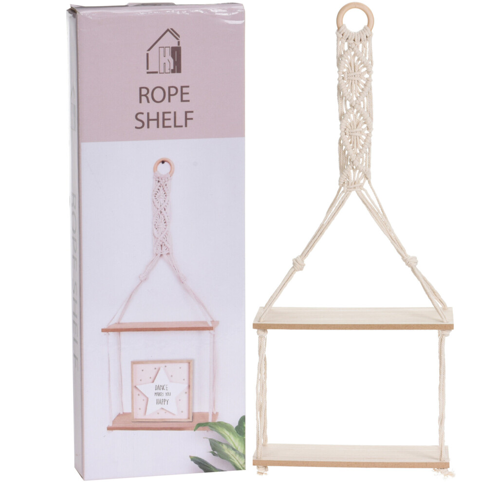 (2) 1 Tier or Two Tier Wooden Hanging Shelf Storage Display Rack Decorative Indoor