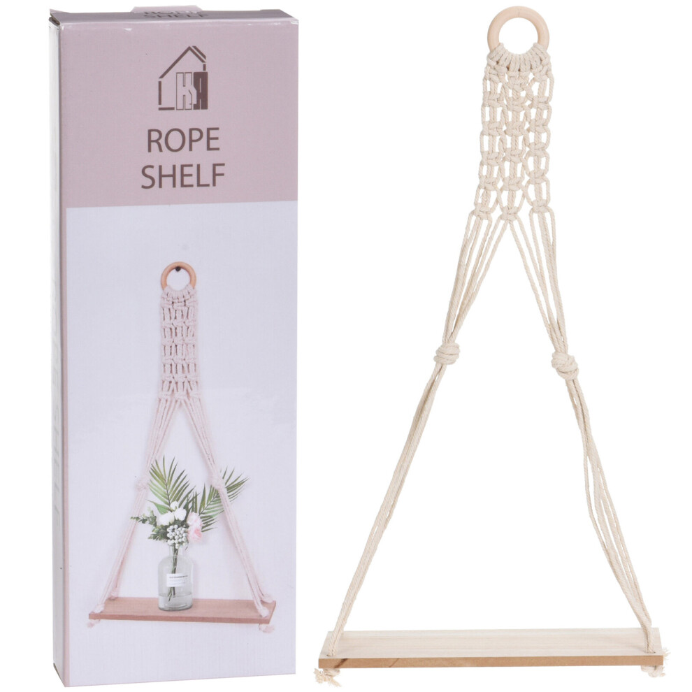 (1) 1 Tier or Two Tier Wooden Hanging Shelf Storage Display Rack Decorative Indoor