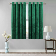 (Green, 66" x 54" (167cm x 137cm)) Soft Velvet Curtain PairRing Top Ready Made Panel