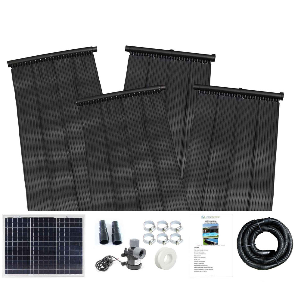 (30w, 2) 0.66 x 6.05m Swimming Pool Hot Water Heater Mat, Solar Panel & Pump Kit Kids Free Sun Energy Hose