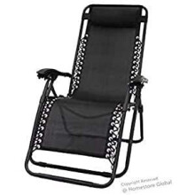 Black Zero Gravity Textoline Reclining Garden Patio Outdoor Chair