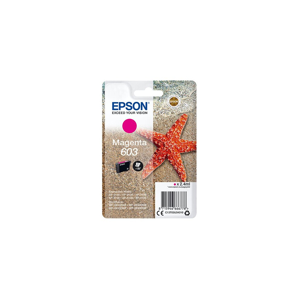 Epson C13t03u34020 Ink Cartridge Magenta, 130 Pages, 2Ml Pink 8715946666785