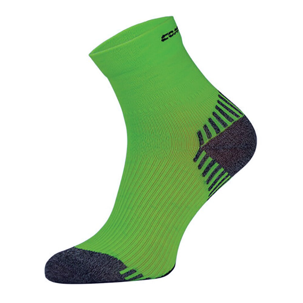 (9-11 UK, Green Neon) Comodo - Mens & Ladies Low Cut Ankle Sports Running Compression Socks