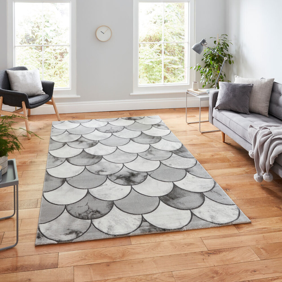 Think Rugs (120 X 170 Cm) Craft 23361 Abstract Textured Rug Grey