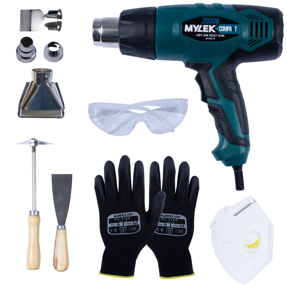 Mylek 2000W Hot Air Heat Gun with 4 Nozzles, Accessory & Safety Kit