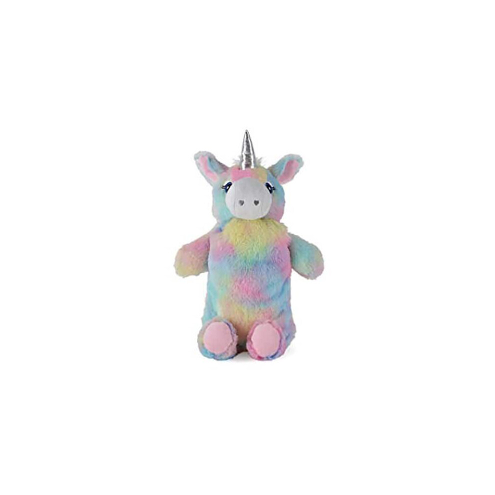 Rainbow Coloured Plush Unicorn Hot Water Bottle (750ml, Unicorn)