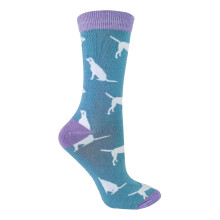 (37-40, Labrador (Blau)) Miss Sparrow - MISS SPARROW - Damen Socken mit Hundemotiv | Bambus Lustige Hundesocken Bunt