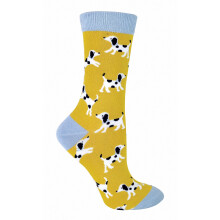 (37-40, Dalmatiner (Gelb)) Miss Sparrow - MISS SPARROW - Damen Socken mit Hundemotiv | Bambus Lustige Hundesocken Bunt