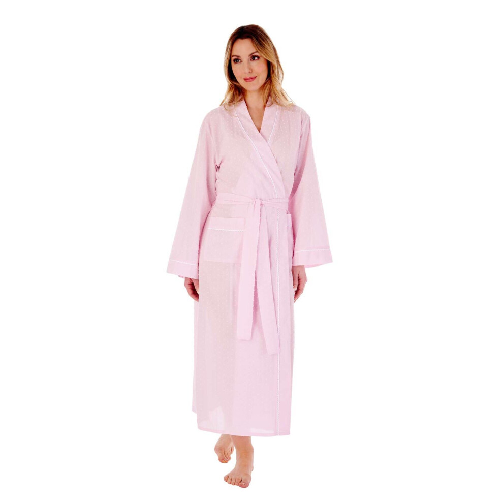 (Pink, 10/12) Slenderella HC77235L Women's Spotted Cotton Dressing Gown