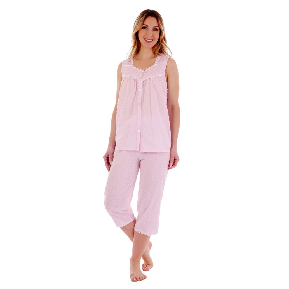 (Pink, 20/22) Slenderella PJ77233 Women's Spotted Cotton Pyjama Set