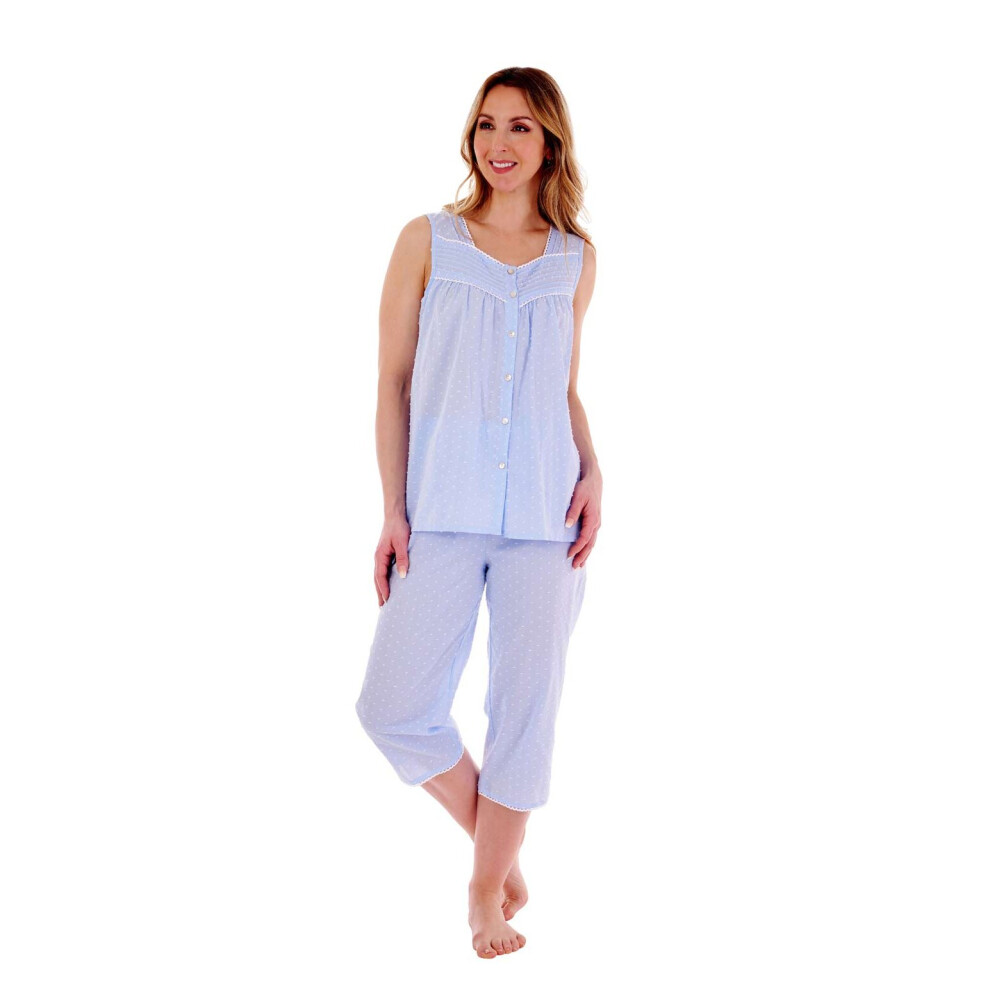 (Blue, 10/12) Slenderella PJ77233 Women's Spotted Cotton Pyjama Set