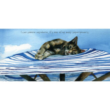 Snooze Superpower Little Dog Laughed Greeting Card Blank Inside Any Occasion