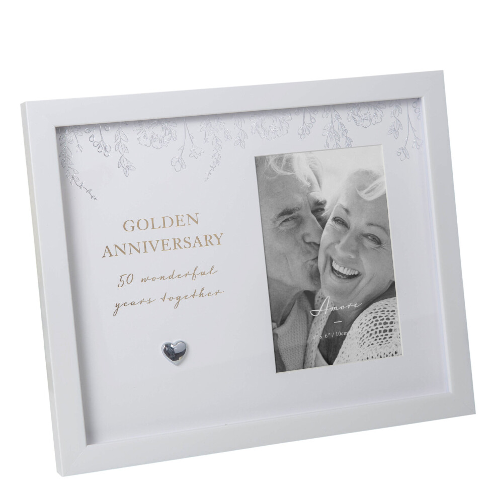 Photos - Photo Frame / Album 4" x 6" - AMORE BY JULIANA Anniversary Photo Frame - 50 White