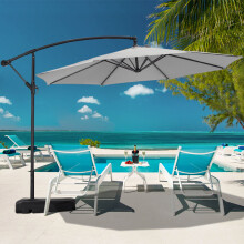 3M Large Outdoor Banana Cantilever Patio Parasol with Fillable Wheel Base – 3m Canopy, 2.6m Height, UPF40+ Polyester, Rust-Free Frame