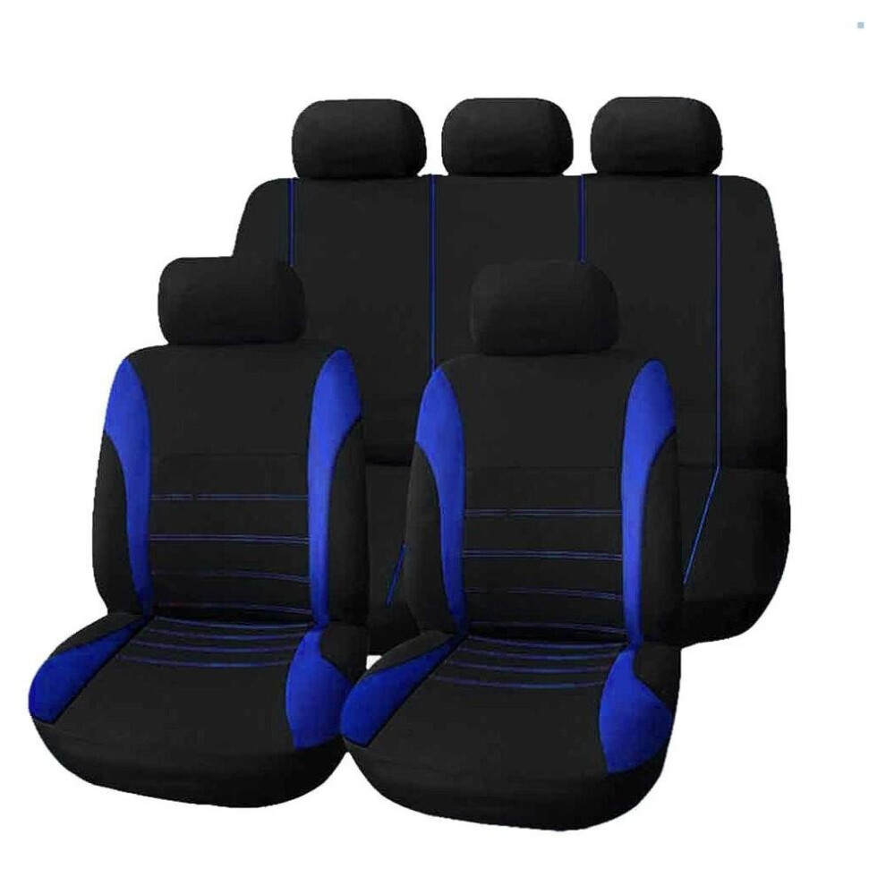 (Blue) 9pcs Universal Car Seat Cover Cloth Art Auto Interior Decoration