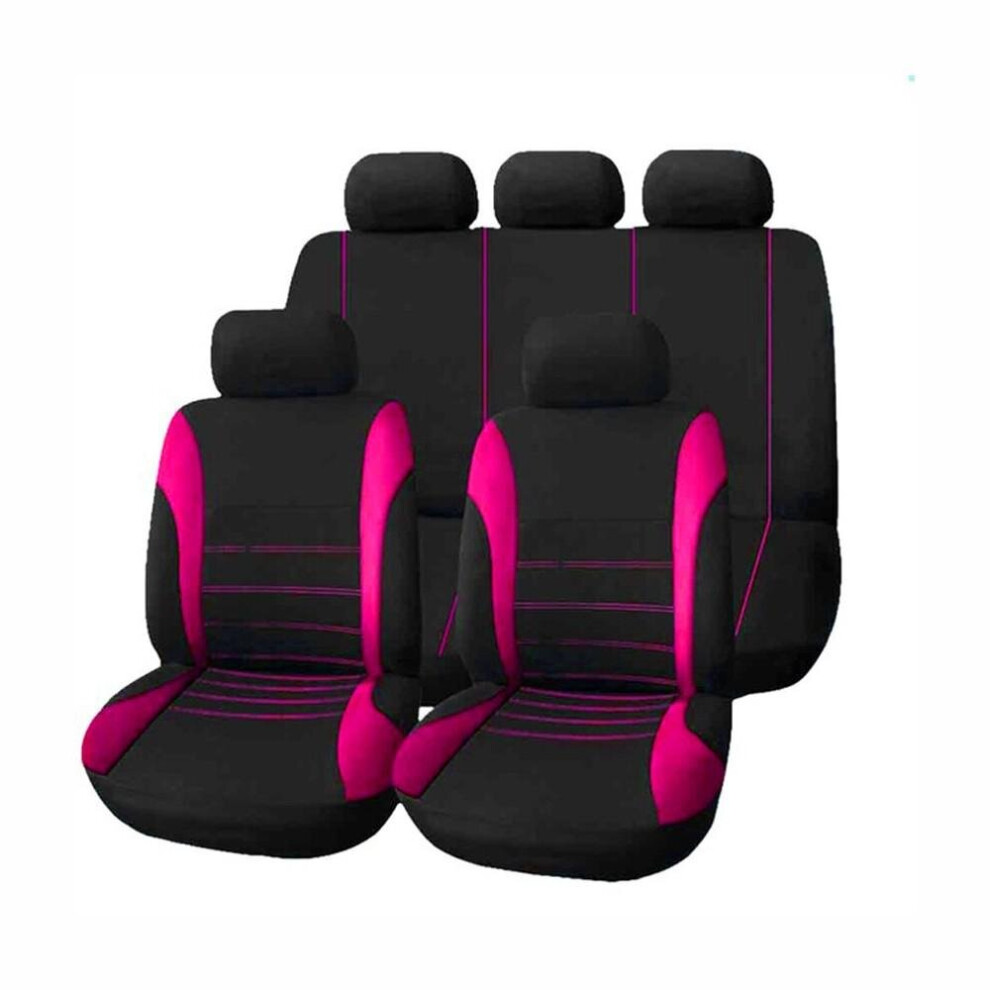 (Rose) 9Pcs Universal Car Seat Cover Cloth Art Auto Interior Decoration 3654657578534
