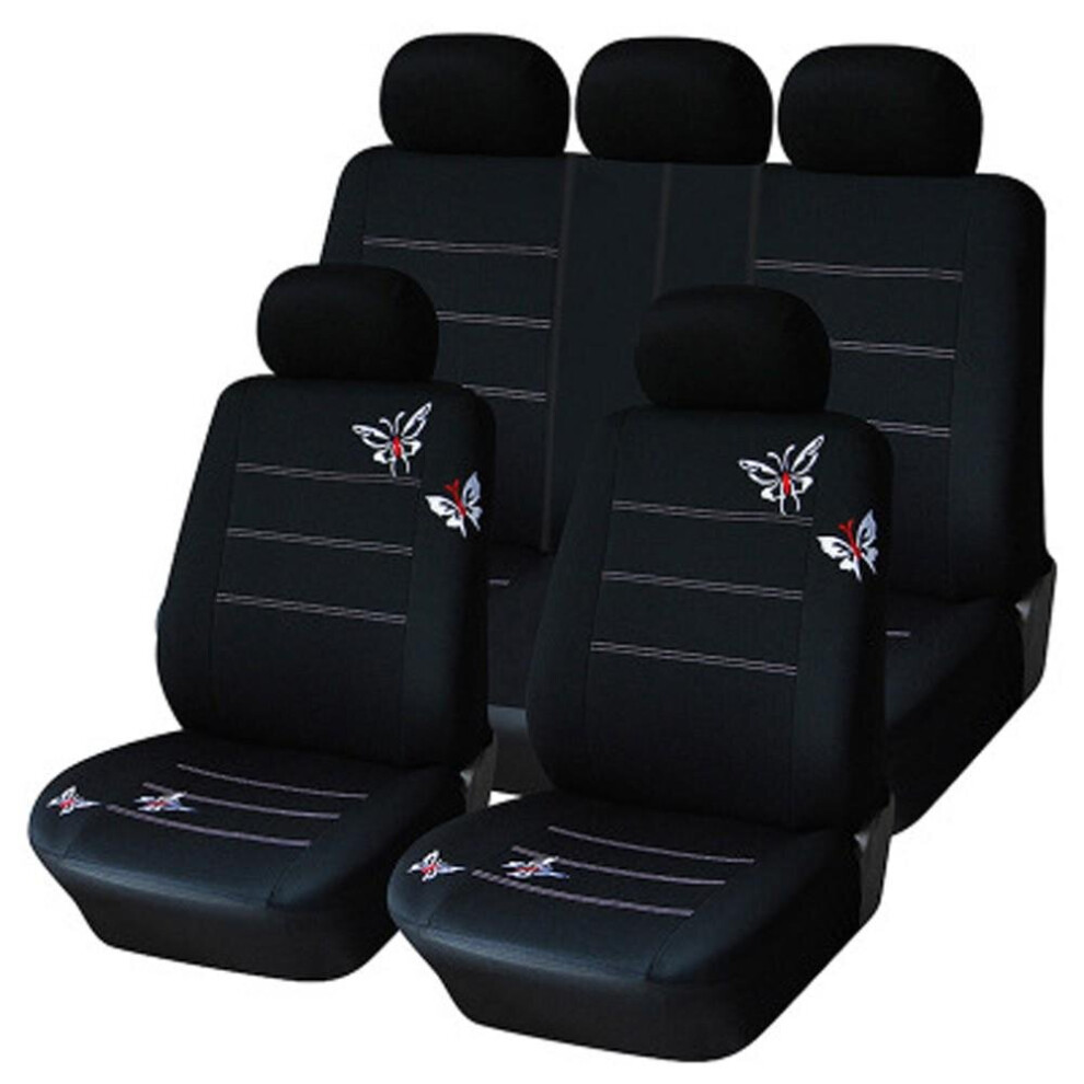 (3 Pcs) Universal Butterflies Butterflypattern Embroidered Car Seat Cover 3654657582333