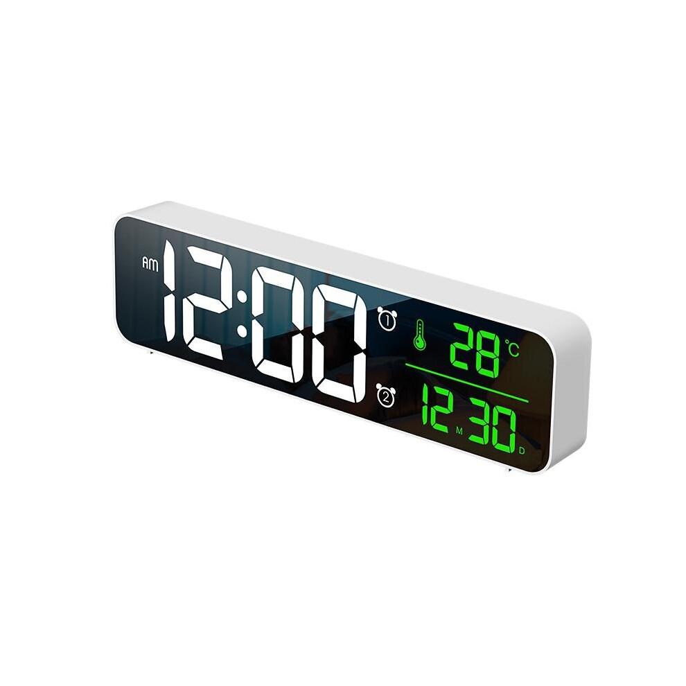 (White) 3D Music Dual Alarm Clock With Thermometer and Temperature HD LED Display