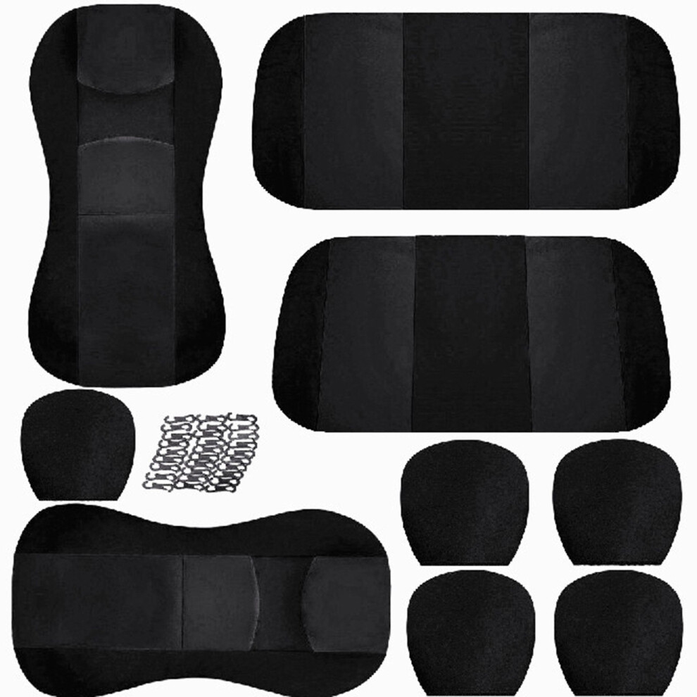 (Black) Universal Car Seat Cover Auto Interior Decoration Protectors Full Surround Headrest and Pad Backrest