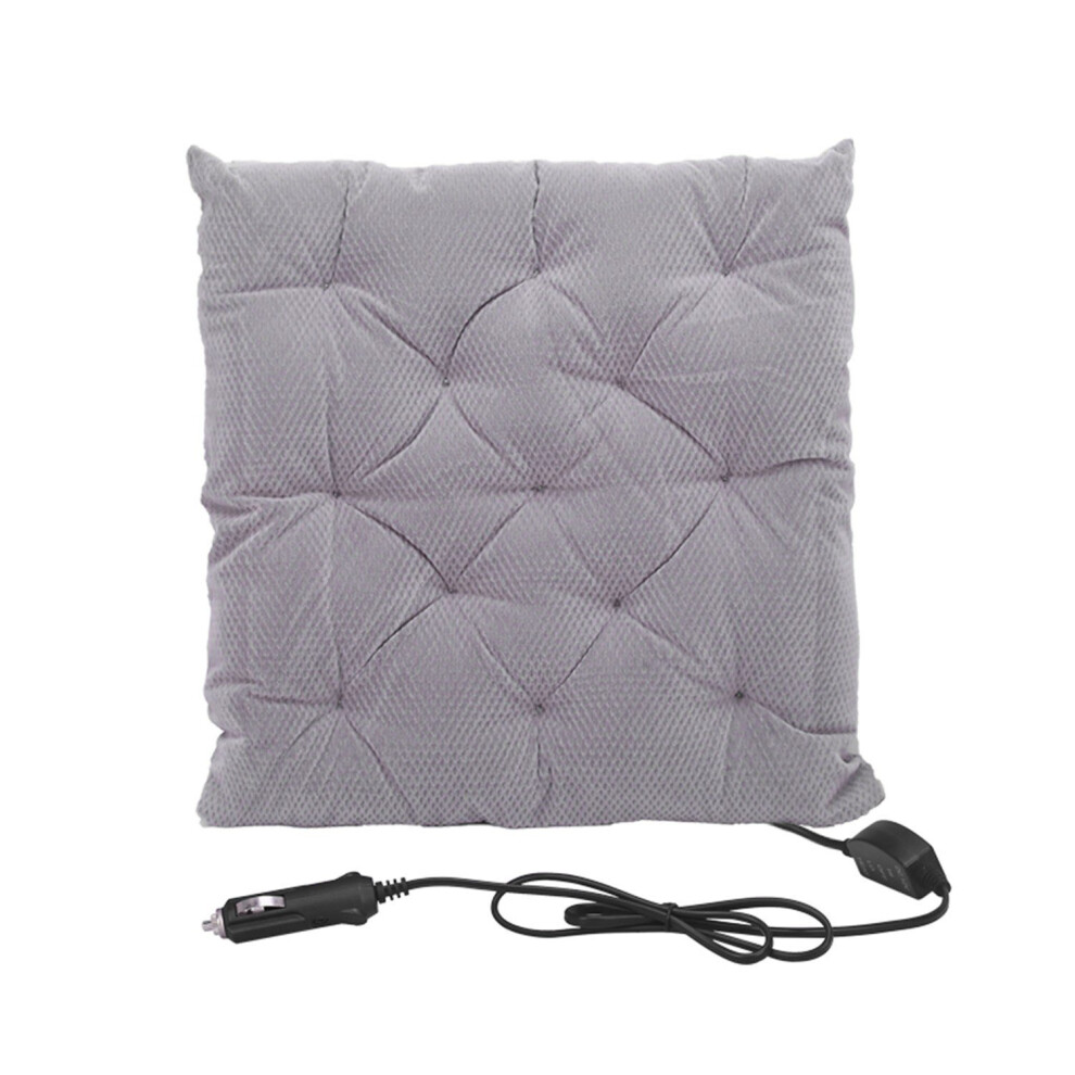 (Grey) Car Heated Seat Cushion 12V Winter Warmer Cover Chair Heating Heater Pad Grey 3654657580469
