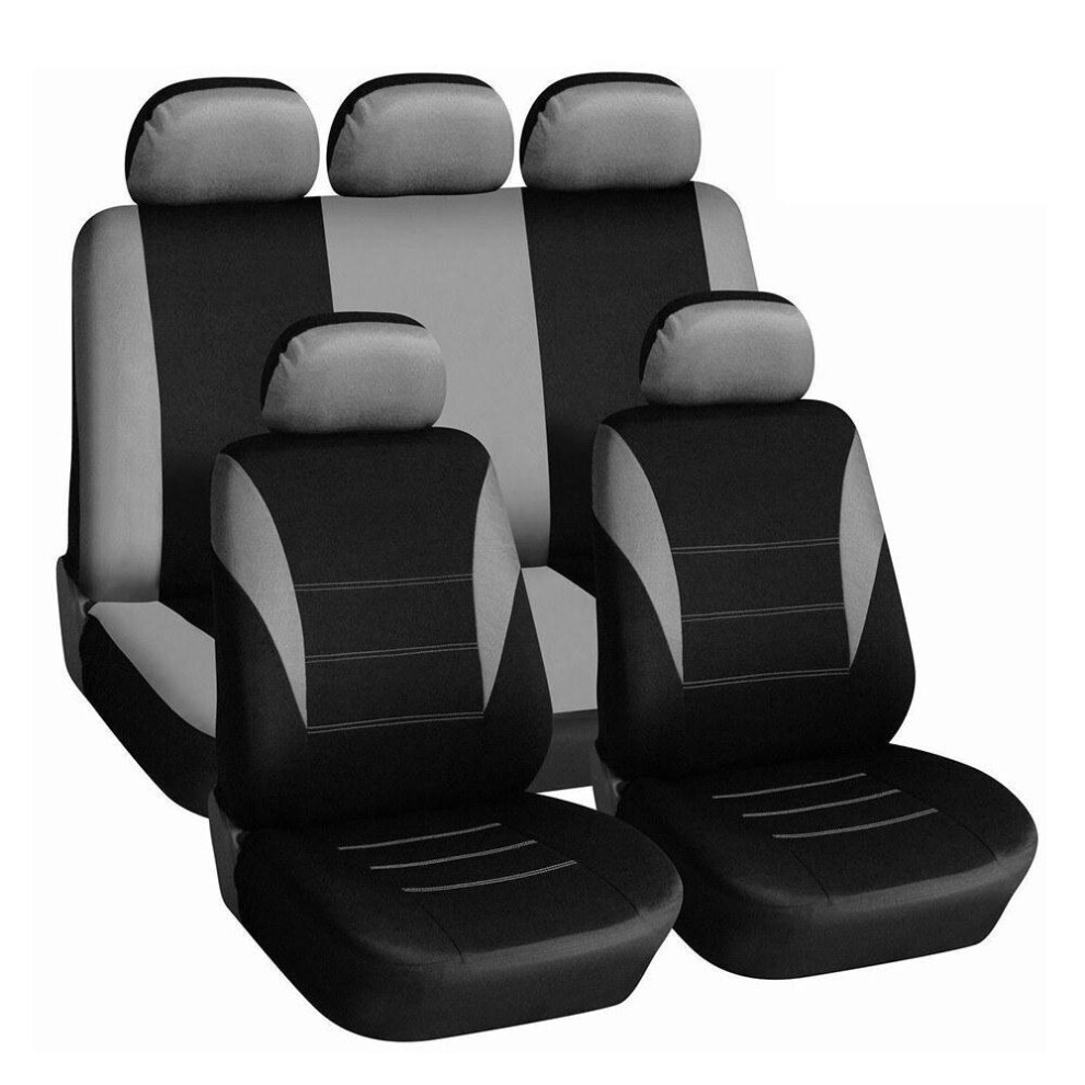 (Grey) Car Seat Cover Protective Cushion Universal Full Surround Headrest Auto Interior Decoration