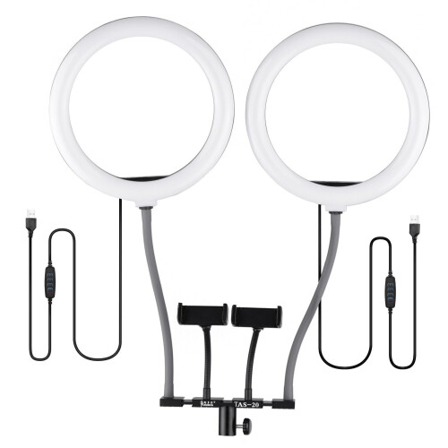 10 Inch/26cm Bi-color Dimmable Dual Selfie Ring Video Light Kit 2
