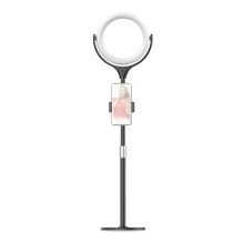 (Black) 8 Inch Desktop LED Fill Ring Light Kit Set 3000K-6500K Adjustable Brightness Portable