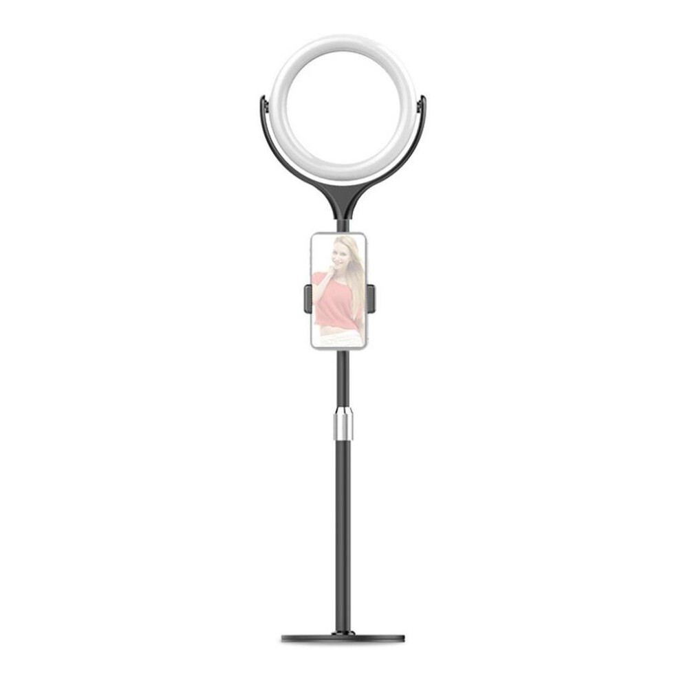 (Black) 8 Inch Desktop LED Fill Ring Light Kit Set 3000K-6500K Adjustable Brightness Portable