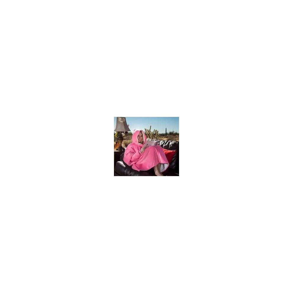 (Pink, One Size For All) Warm Flannel Ultra Plush Hoodie Blanket With Sleeve