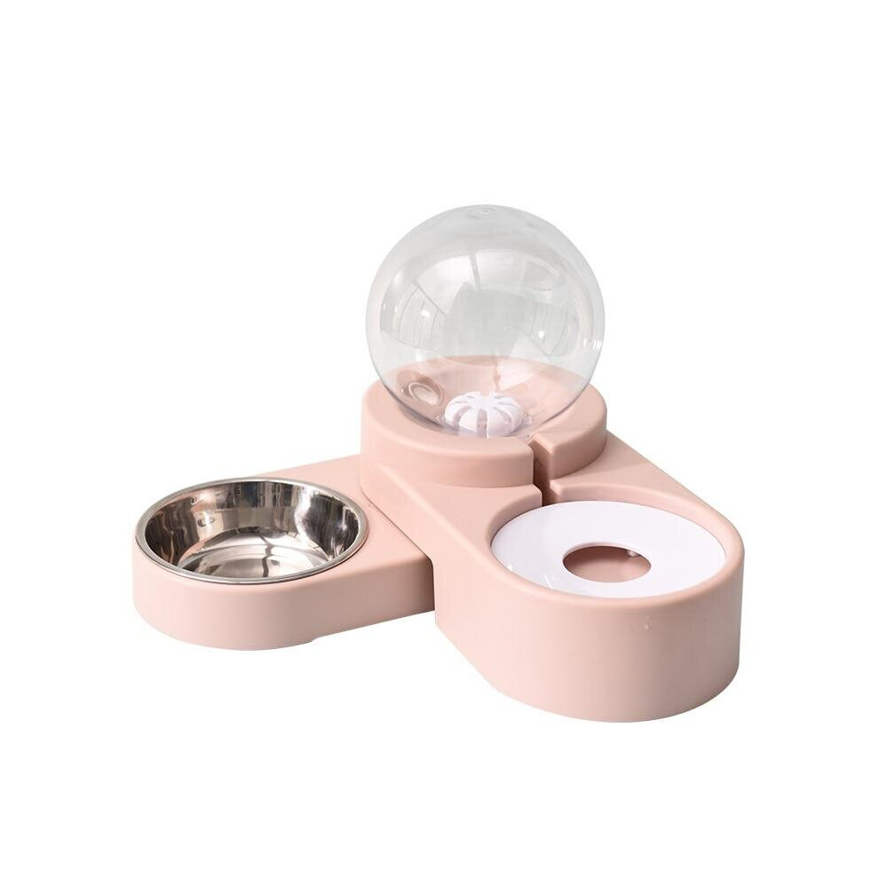 (Pink) 1.8L Automatic Food Fountain for Water Drinking Single Large Bowl Feeding Container