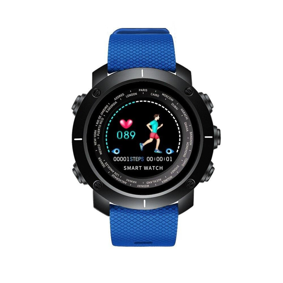 (Black + Blue) Smart Watch Heart Rate Monitor Fitness Tracker