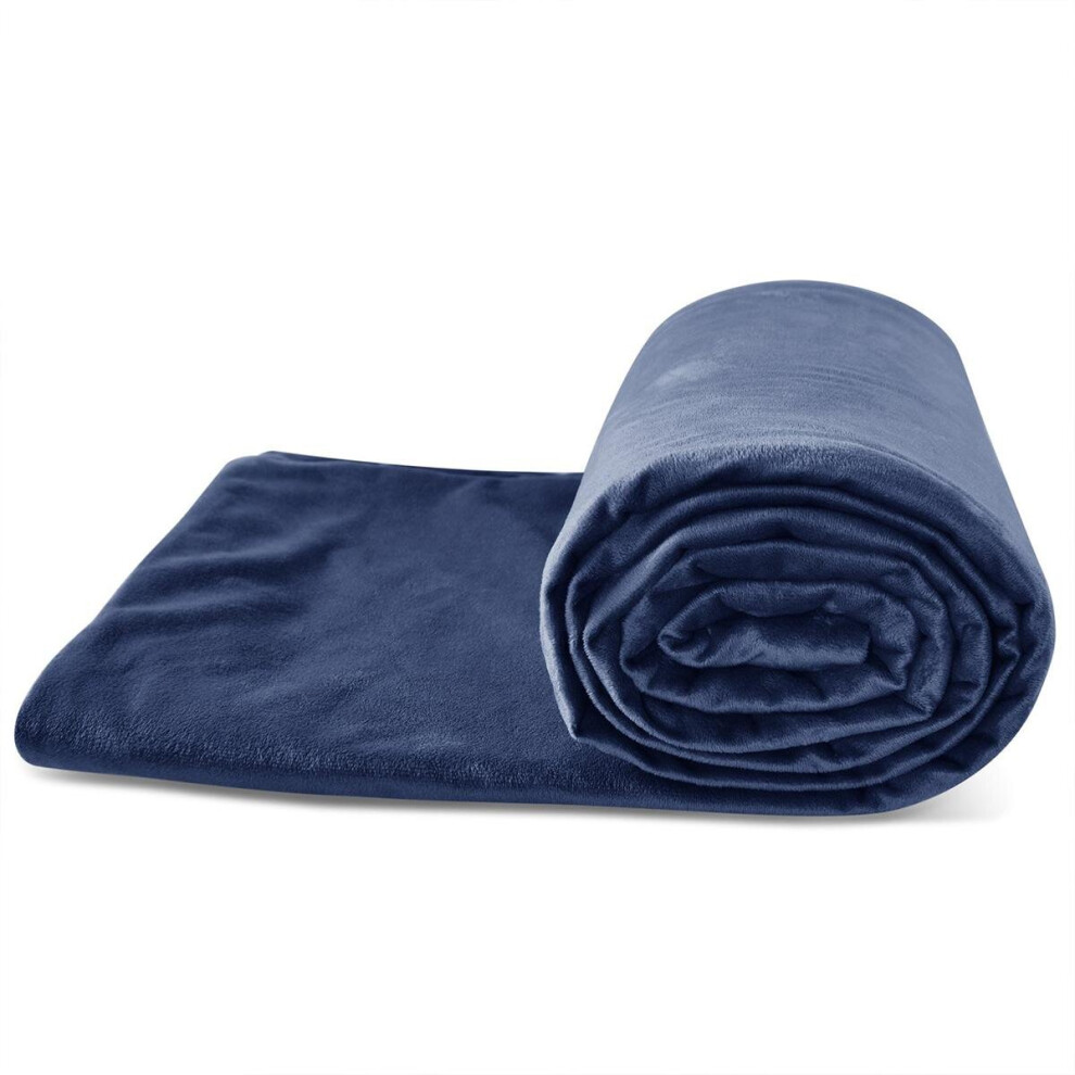 (Dark Blue Cover, 150x200cM) 6.8kg/9kg Weighted Cotton Blanket For Adult, Full and Queen Size Cover