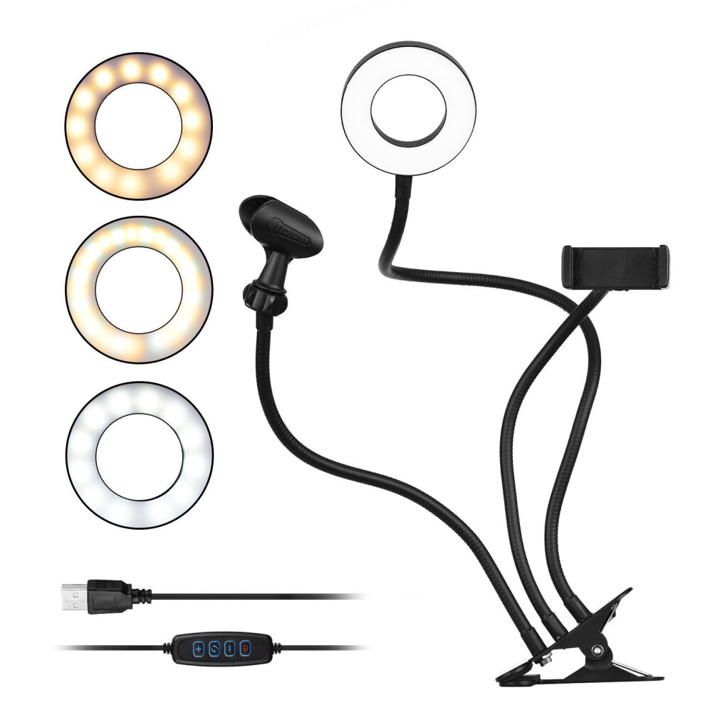 Clip-On Mini USB Ring Light Fill-in Lamp 3 Lighting Modes