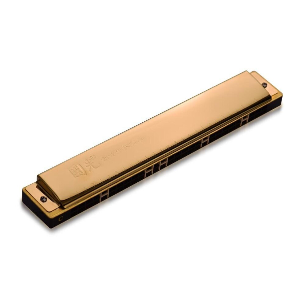 (Gold) 28 Hole Wide Range Harmonica Key of C Tremolo Mouthorgan