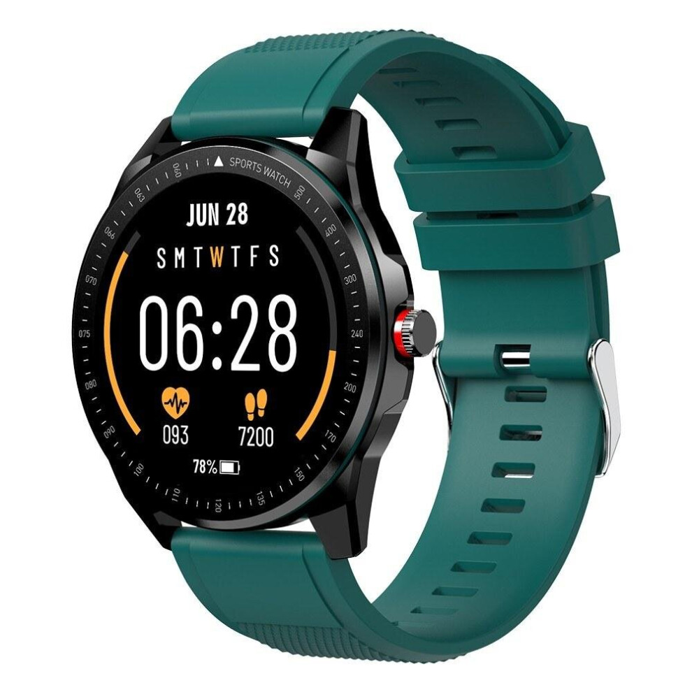 (Green & Black) 1.3 Inch Fitness Tracker Heart Rate Monitor Smart Watch with Replaceable Watchband